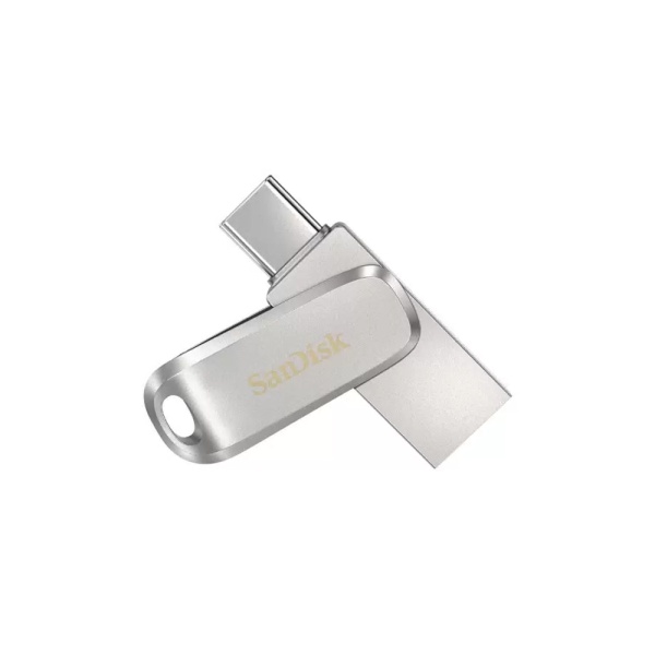 Флешка SanDisk Ultra Dual Drive Luxe USB Type-C 128GB - 150MB/s, USB 3.1 Gen 1, серебристый