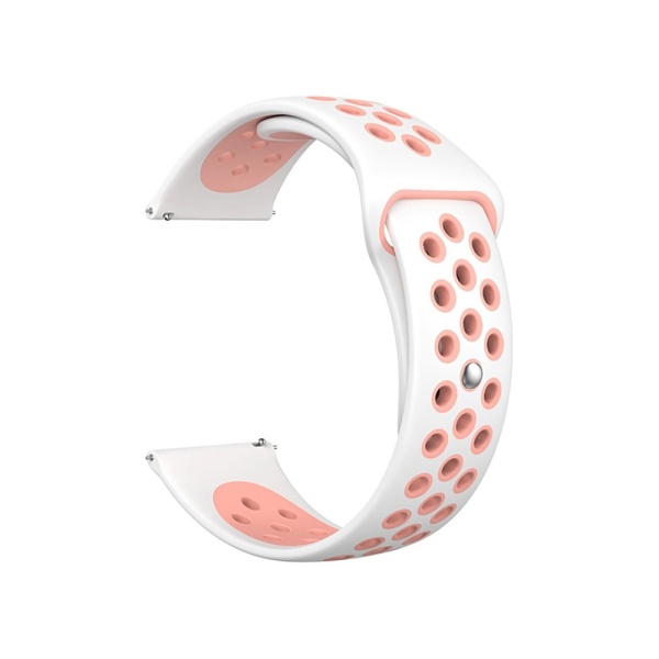 Ремешок спортивный для часов Lyambda Alioth 22мм, силикон, белый/розовый