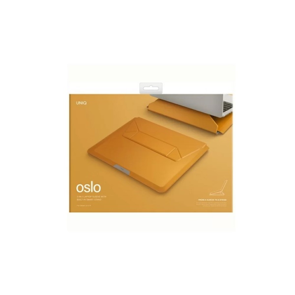 Чехол для ноутбука Uniq Oslo V.2 PU leather Magnetic Laptop sleeve/foldable stand, горчичный